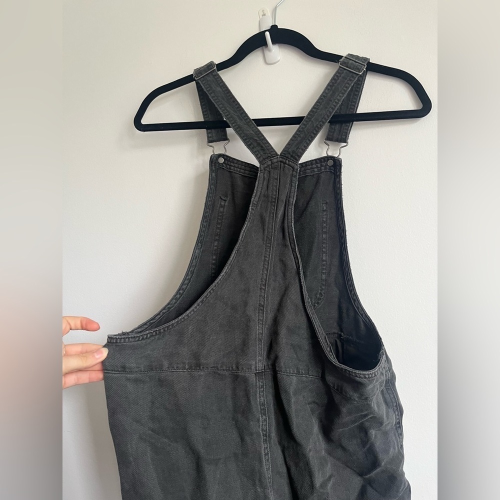 Aerie Charcoal Gray Cotton Werk & Play Twill Adjustable Overalls Jumpsuit XS - Picture 8 of 11